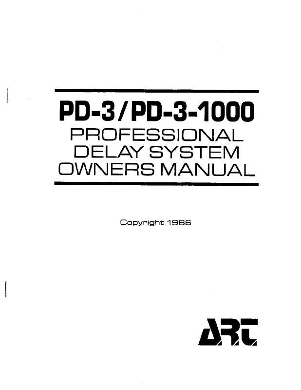 Mode d'emploi ART PD-3 1000