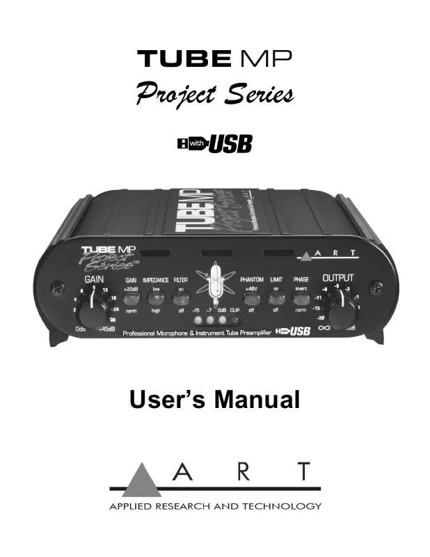 Mode d'emploi ART TUBE MP-PROJECT WITH USB