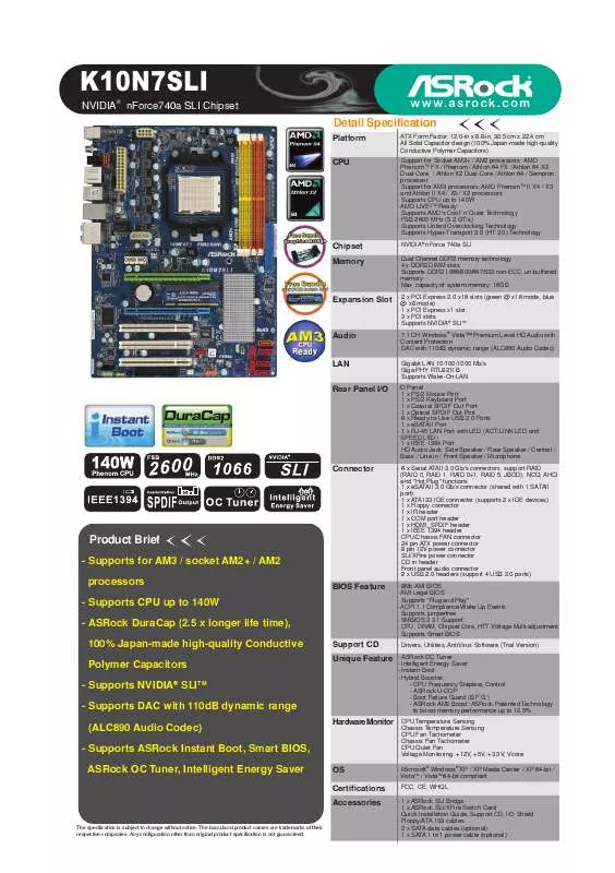 Mode d'emploi ASROCK K10N7SLI