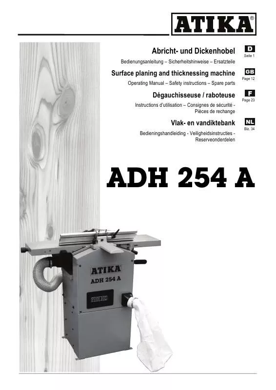 Mode d'emploi ATIKA ADH 254 A