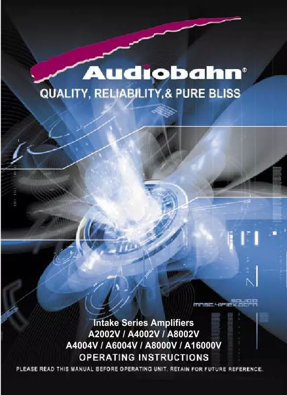 Mode d'emploi AUDIOBAHN A2002V