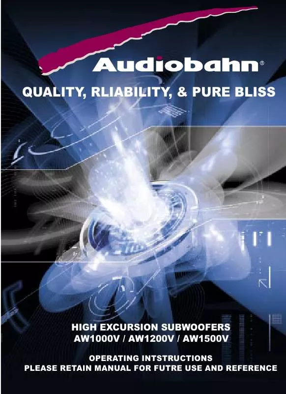 Mode d'emploi AUDIOBAHN AW1000V