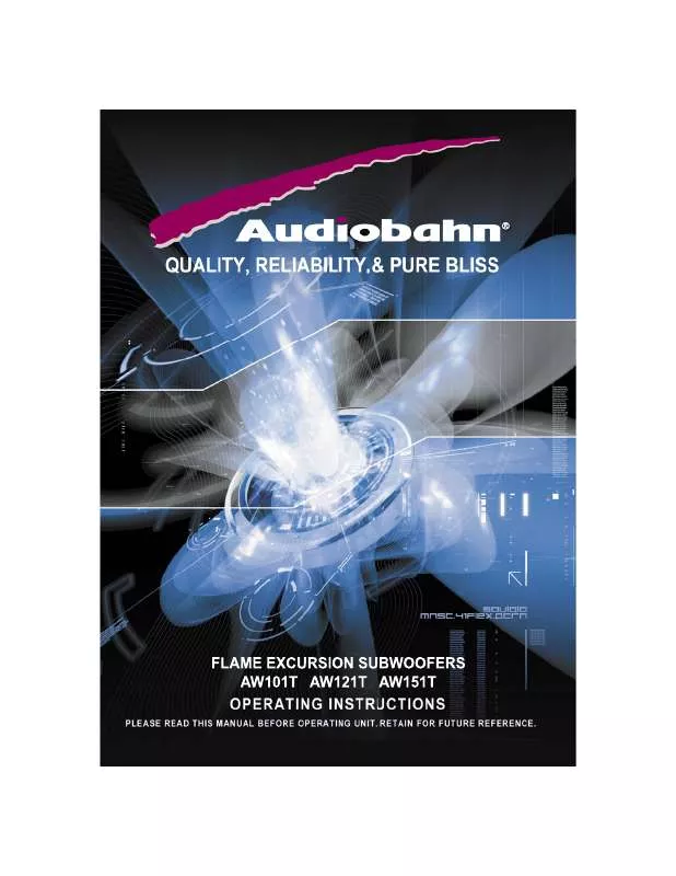 Mode d'emploi AUDIOBAHN AW101T