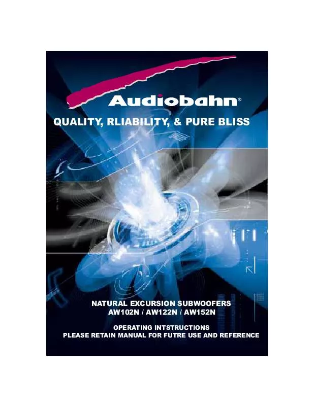 Mode d'emploi AUDIOBAHN AW152N