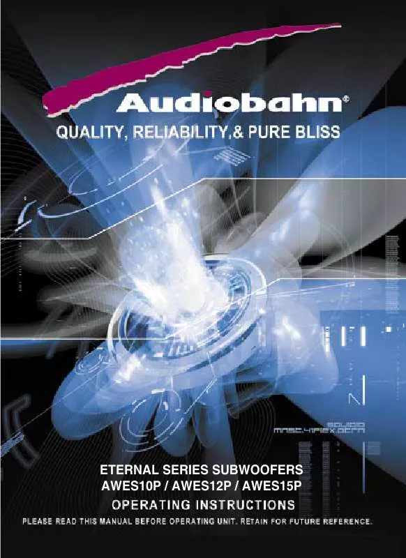 Mode d'emploi AUDIOBAHN AWES15P