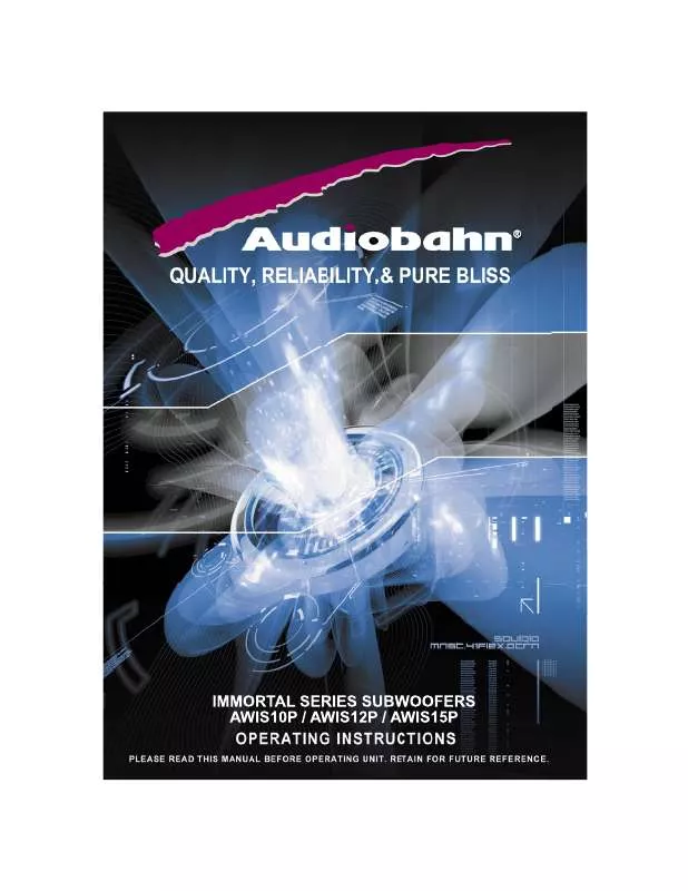 Mode d'emploi AUDIOBAHN AWIS12P