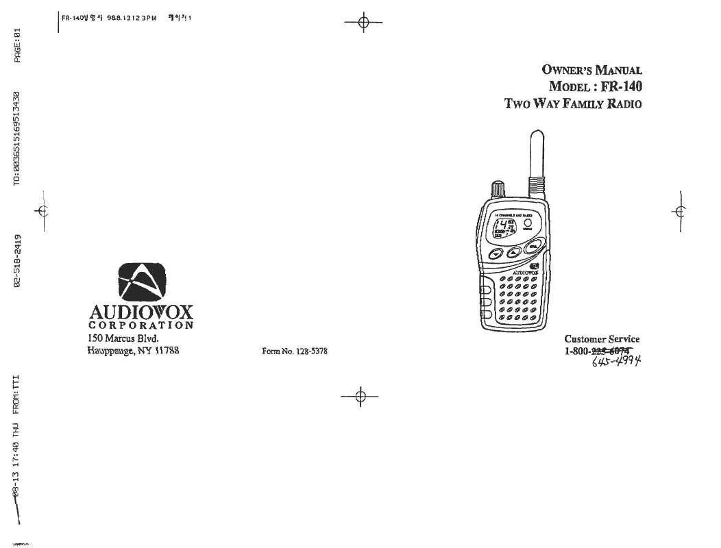 Mode d'emploi AUDIOVOX 128-5378