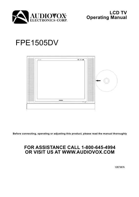 Mode d'emploi AUDIOVOX 1287387A