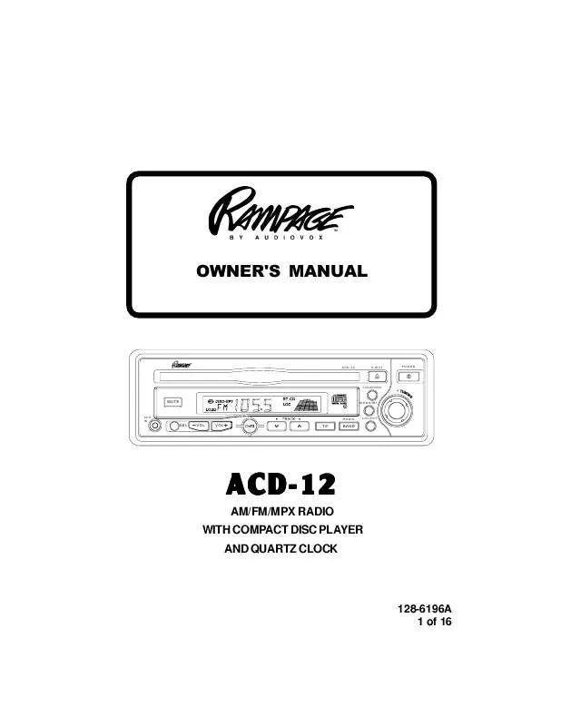 Mode d'emploi AUDIOVOX ACD-12