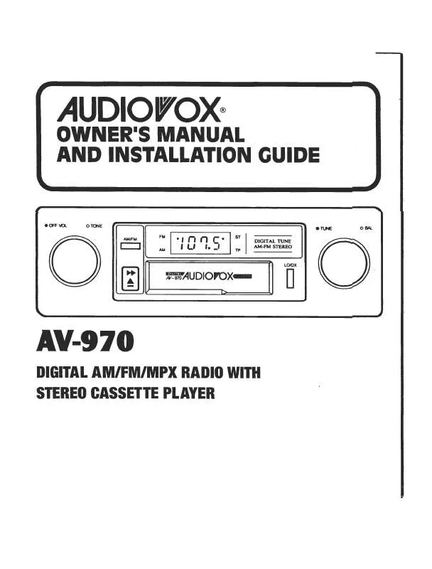 Mode d'emploi AUDIOVOX AV-970