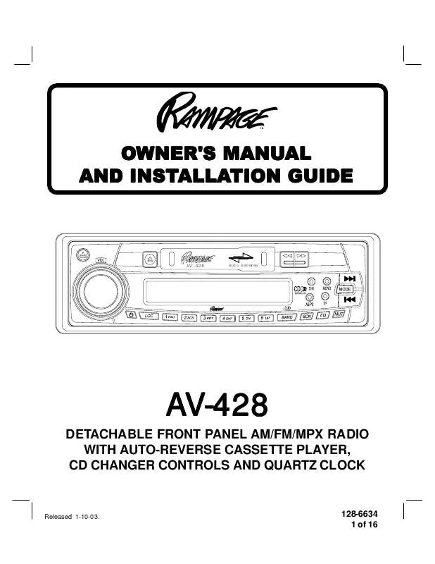 Mode d'emploi AUDIOVOX AV428