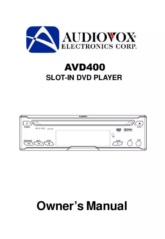 Mode d'emploi AUDIOVOX AVD400