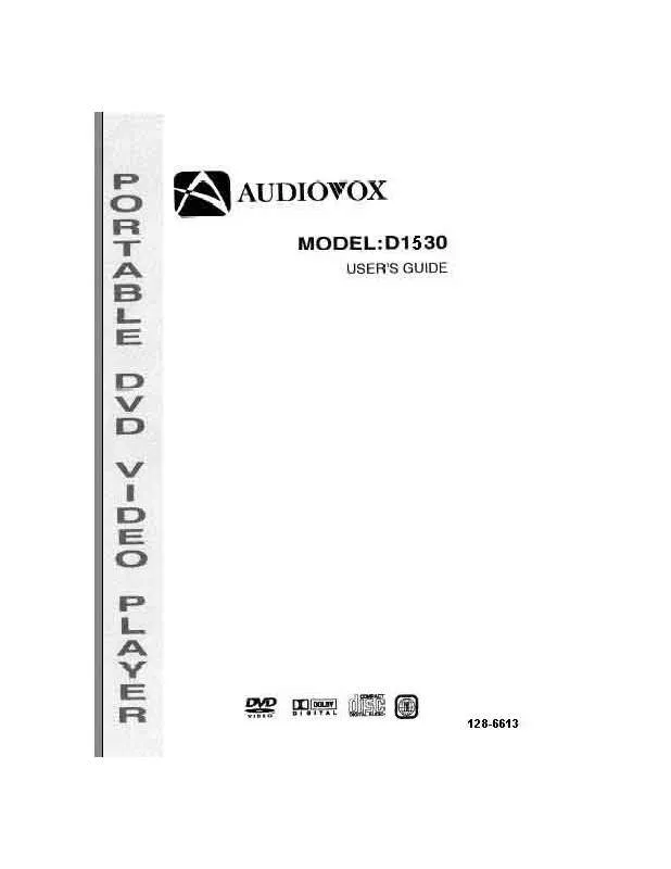 Mode d'emploi AUDIOVOX D1530