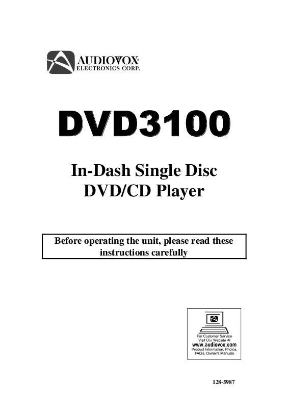 Mode d'emploi AUDIOVOX DVD3100