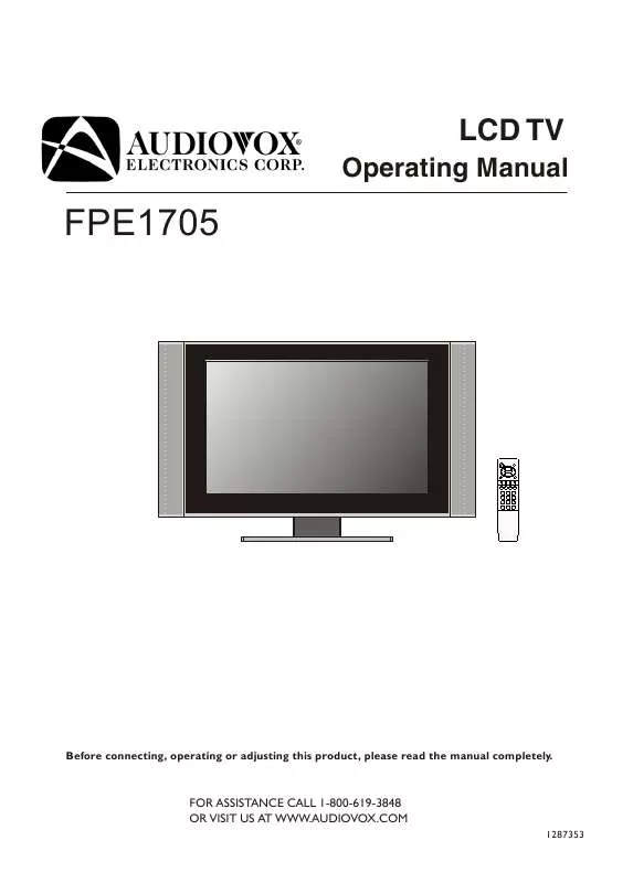 Mode d'emploi AUDIOVOX FPE1705