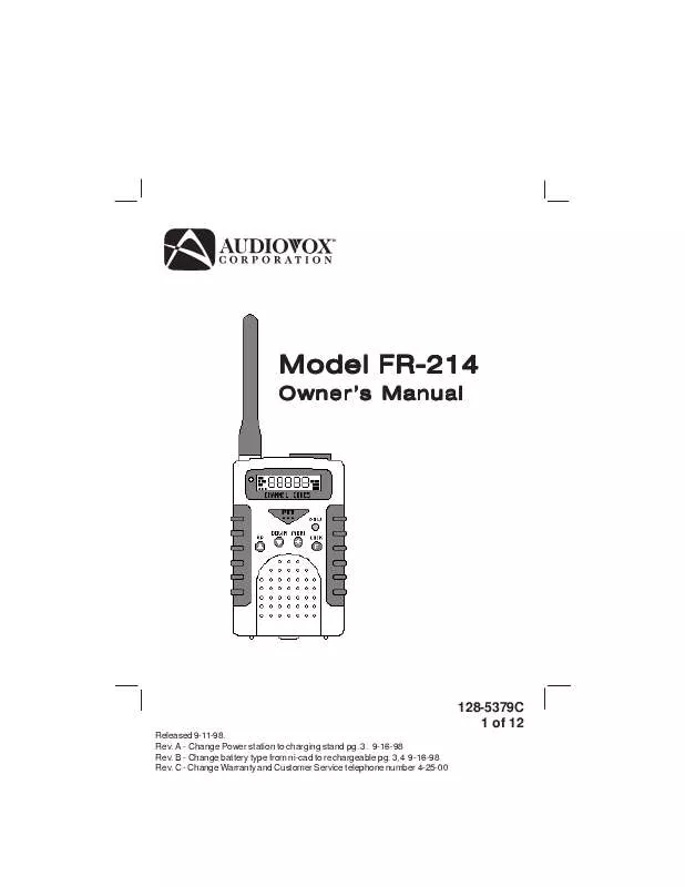 Mode d'emploi AUDIOVOX FR214B