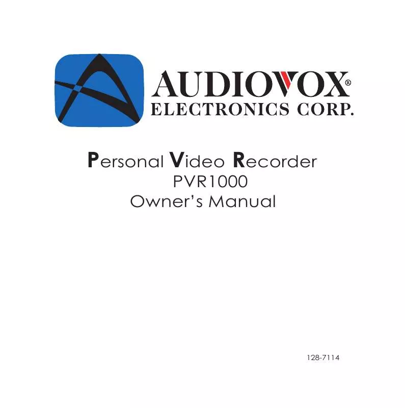 Mode d'emploi AUDIOVOX PVR1000