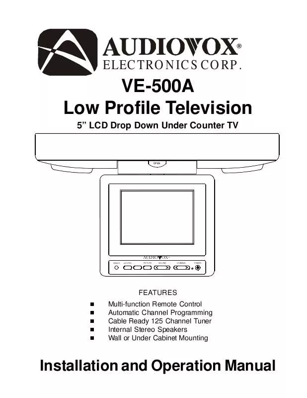 Mode d'emploi AUDIOVOX VE500A