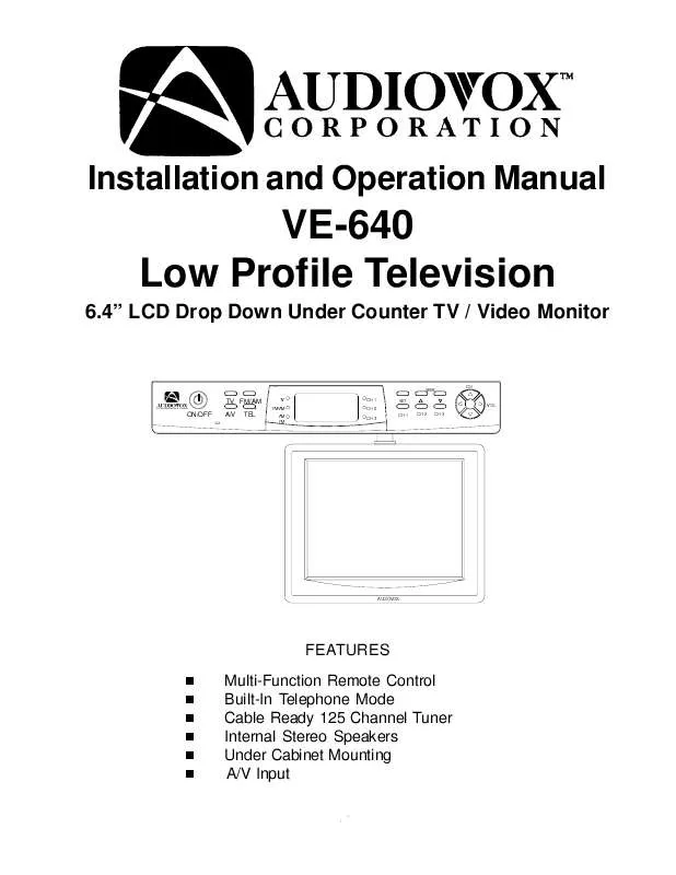 Mode d'emploi AUDIOVOX VE640