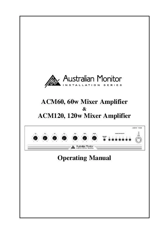 Mode d'emploi AUSTRALIAN MONITOR ACM60