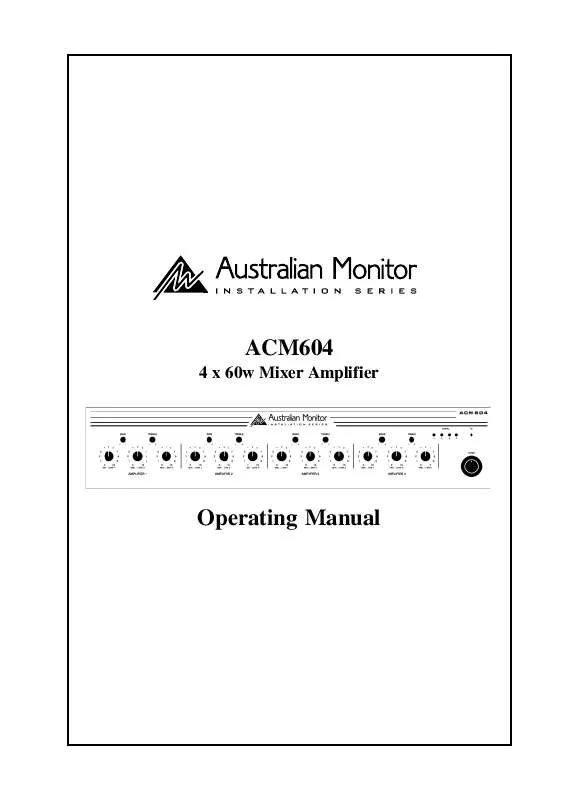 Mode d'emploi AUSTRALIAN MONITOR ACM604