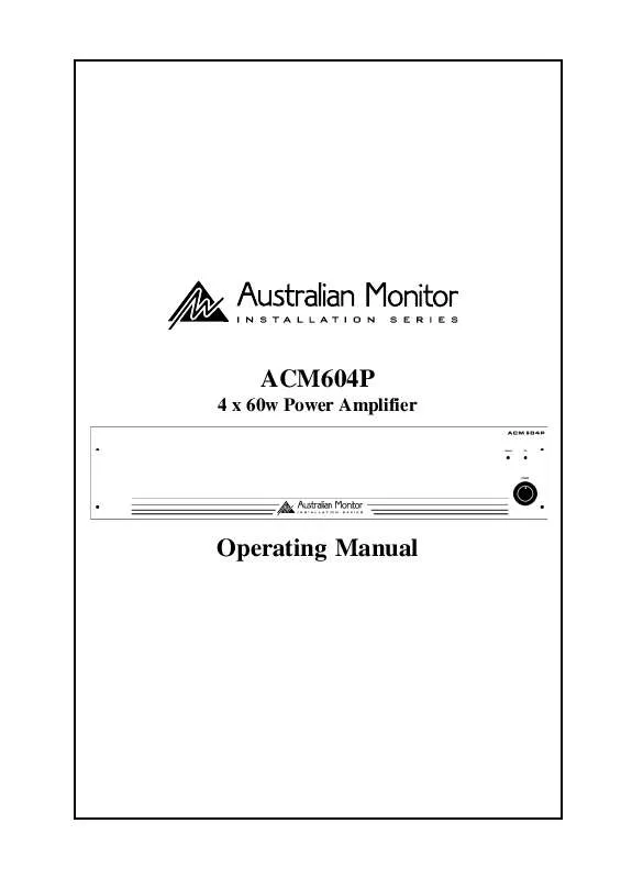Mode d'emploi AUSTRALIAN MONITOR ACM604P