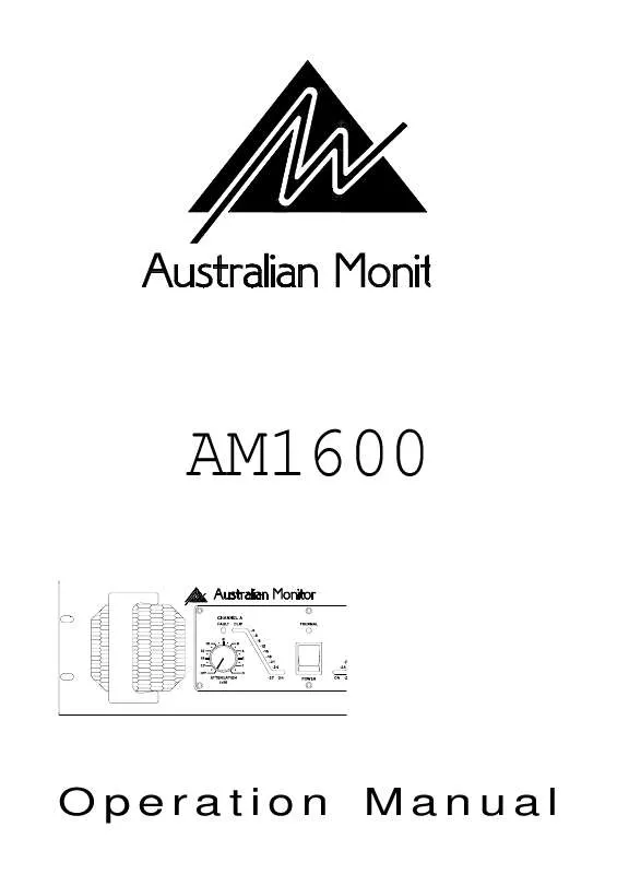 Mode d'emploi AUSTRALIAN MONITOR AM1600