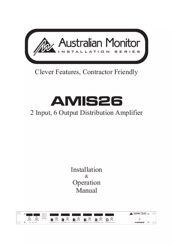 Mode d'emploi AUSTRALIAN MONITOR AMIS26