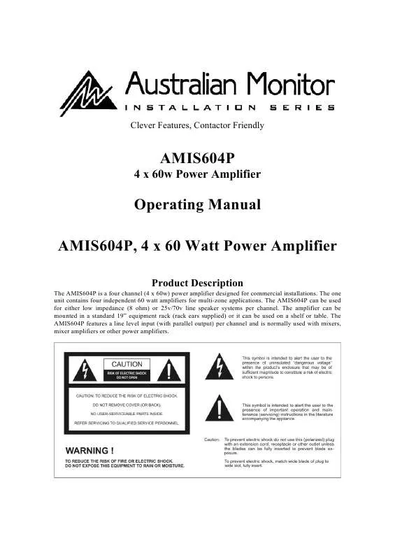 Mode d'emploi AUSTRALIAN MONITOR AMIS604P