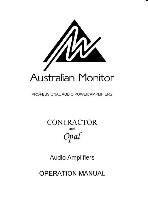 Mode d'emploi AUSTRALIAN MONITOR CONTRACTOR