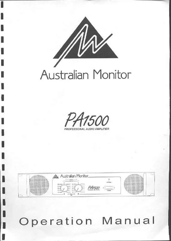Mode d'emploi AUSTRALIAN MONITOR PA1500