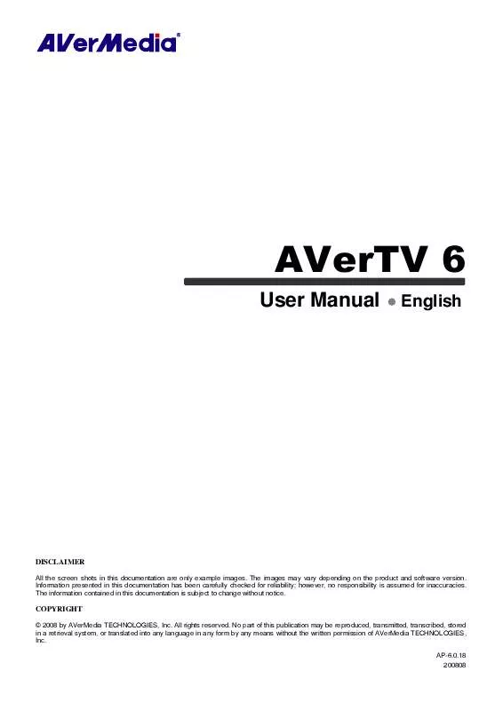 Mode d'emploi AVERMEDIA AVERTV 6