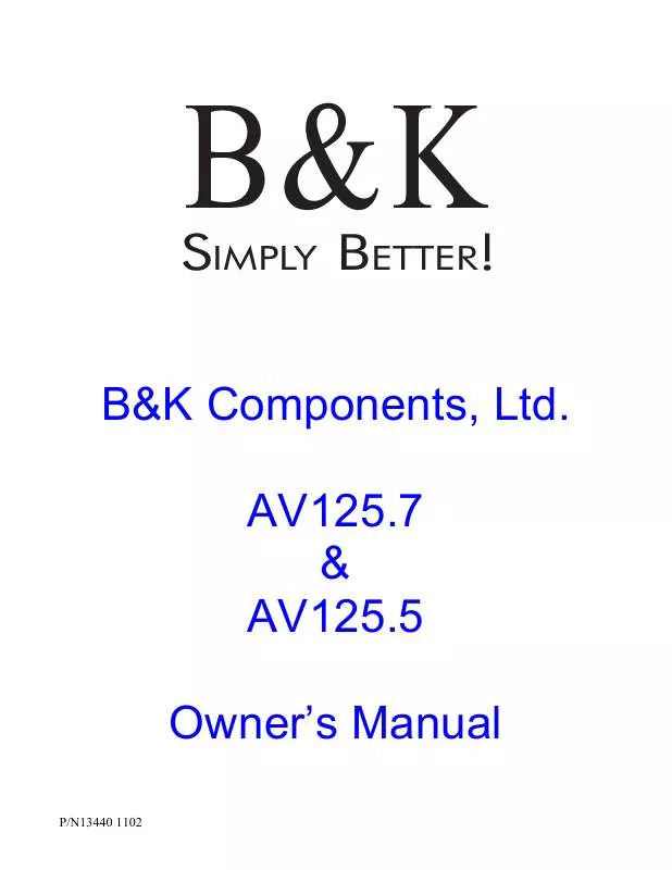 Mode d'emploi B&K AV125.5