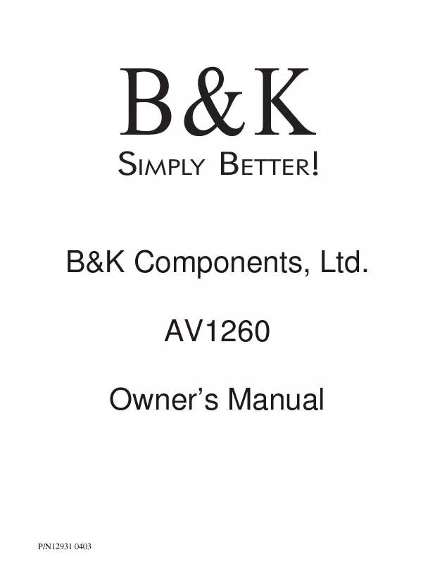 Mode d'emploi B&K AV1260