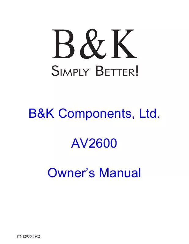 Mode d'emploi B&K AV2600