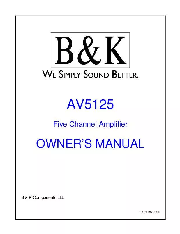 Mode d'emploi B&K AV5125