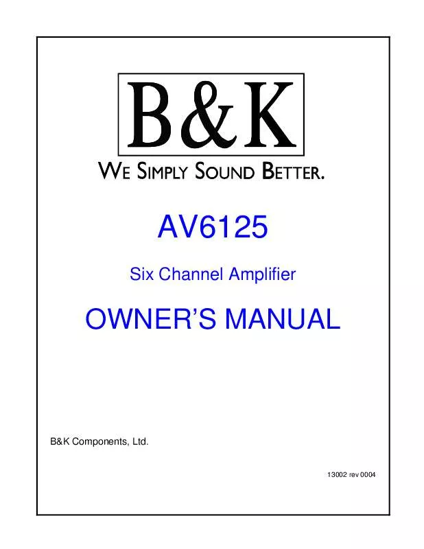 Mode d'emploi B&K AV6125