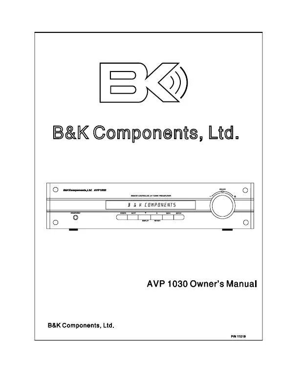 Mode d'emploi B&K AVP 1030