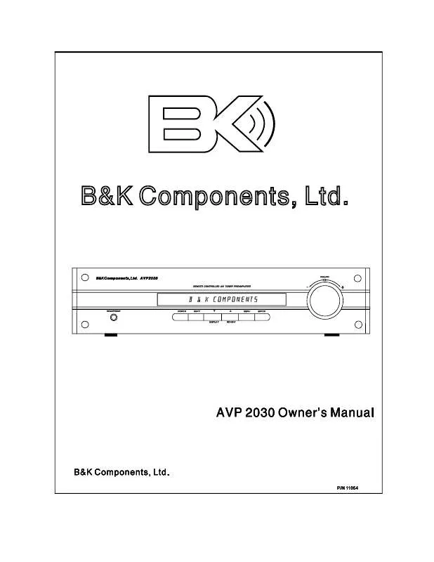 Mode d'emploi B&K AVP 2030