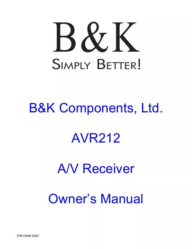 Mode d'emploi B&K AVR212