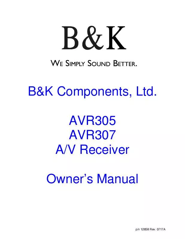 Mode d'emploi B&K AVR307