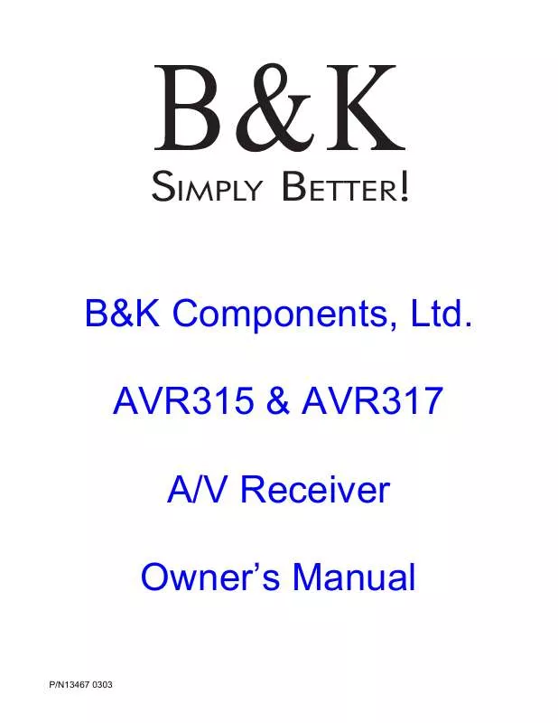 Mode d'emploi B&K AVR315