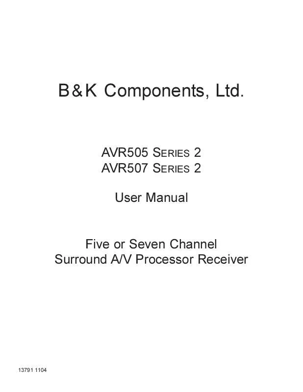 Mode d'emploi B&K AVR505 2