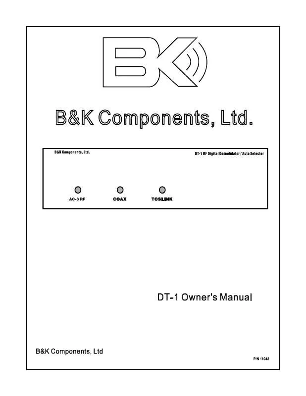 Mode d'emploi B&K DT-1