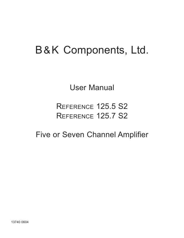 Mode d'emploi B&K REFERENCE 125.5