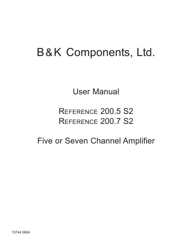 Mode d'emploi B&K REFERENCE 200.5