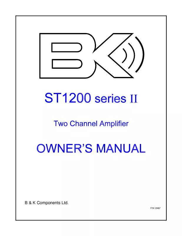 Mode d'emploi B&K ST1200 II
