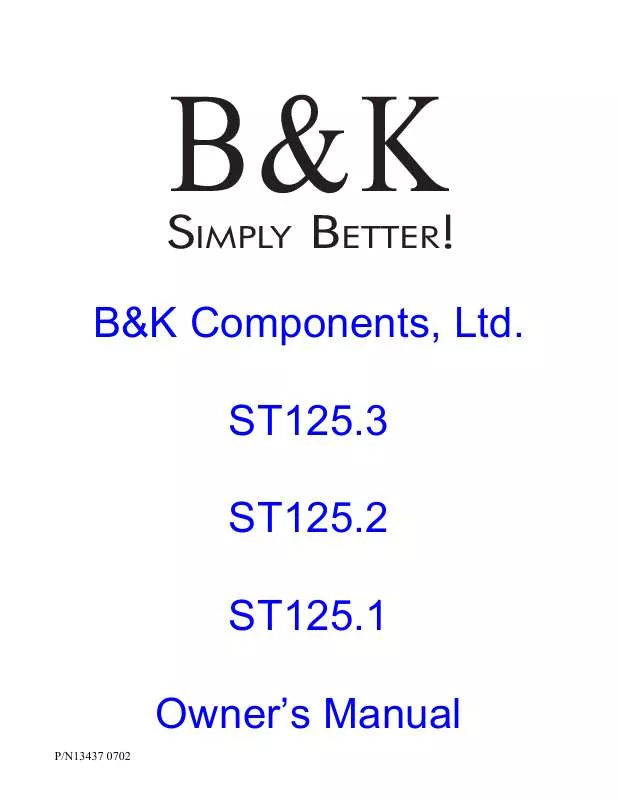 Mode d'emploi B&K ST125.2