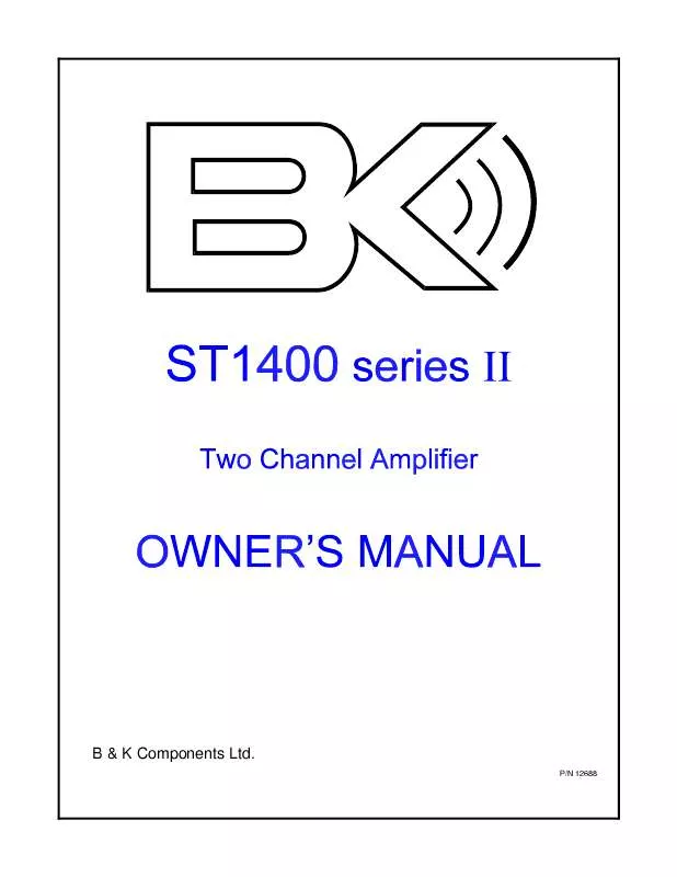 Mode d'emploi B&K ST1400 II