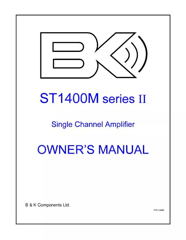 Mode d'emploi B&K ST1400M II